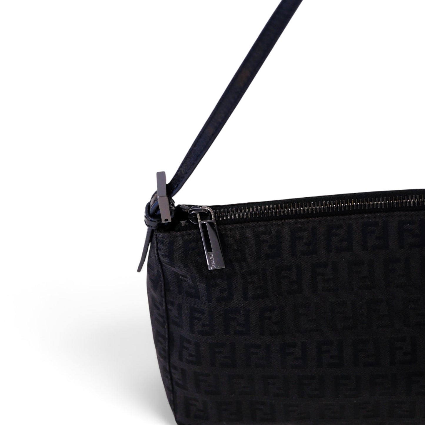 Fendi Black Baguette Cloth Shoulder Bag