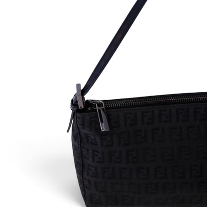 Fendi Black Baguette Cloth Shoulder Bag