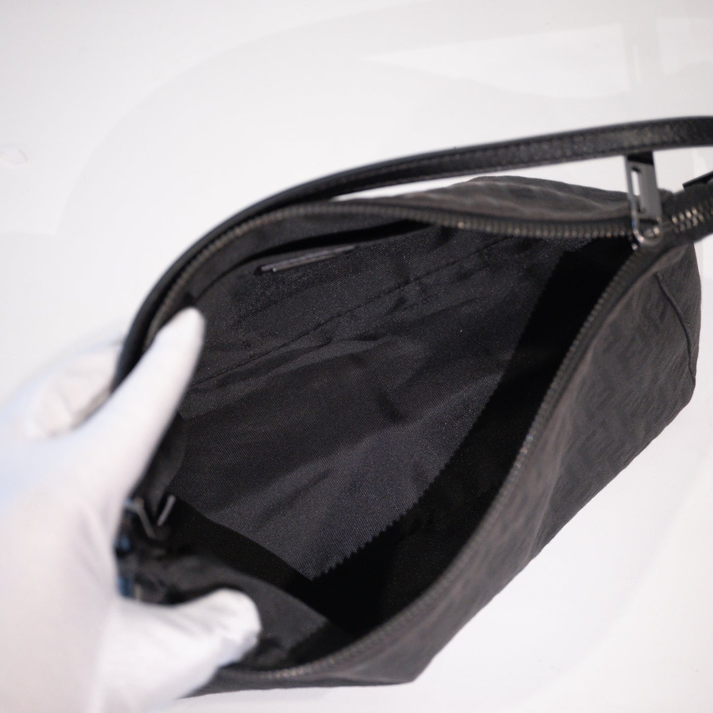 Fendi Black Baguette Cloth Shoulder Bag