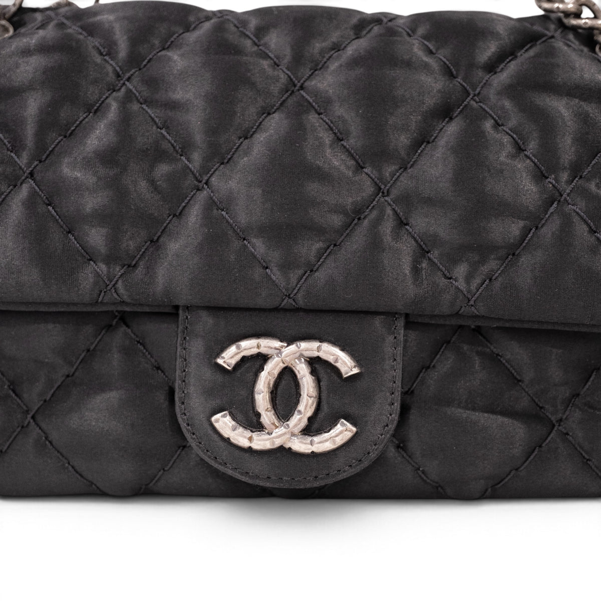 Chanel Black Quilted Satin Classic Flap Bag