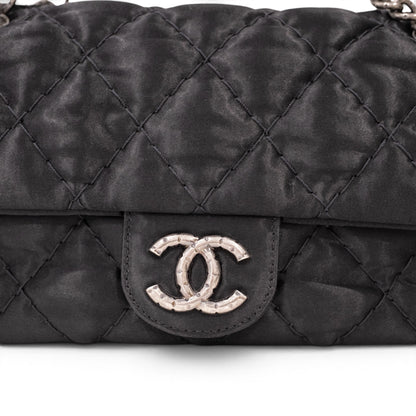 Chanel Black Quilted Satin Classic Flap Bag