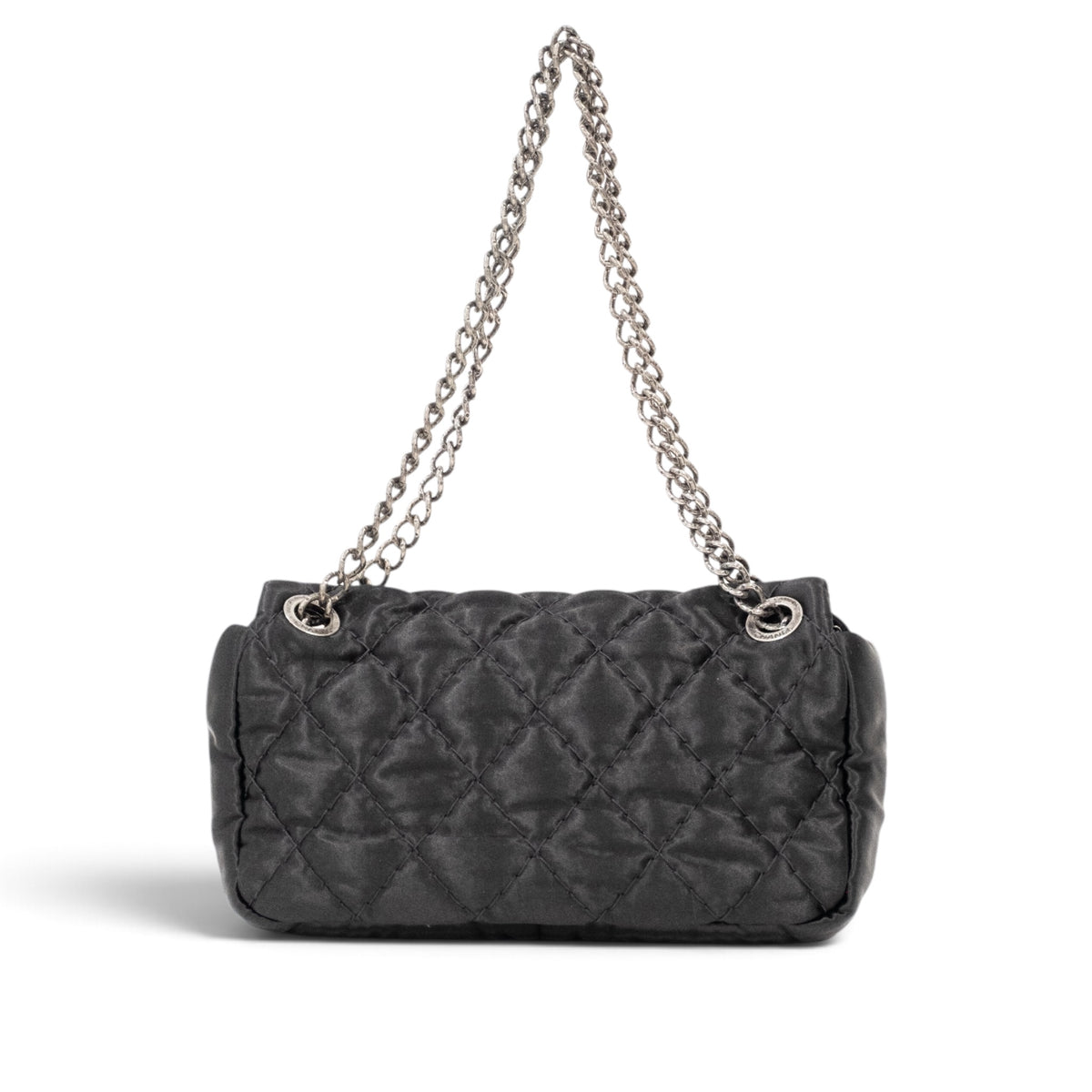 Chanel Black Quilted Satin Classic Flap Bag