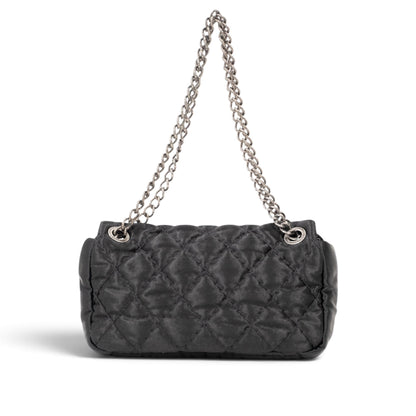 Chanel Black Quilted Satin Classic Flap Bag