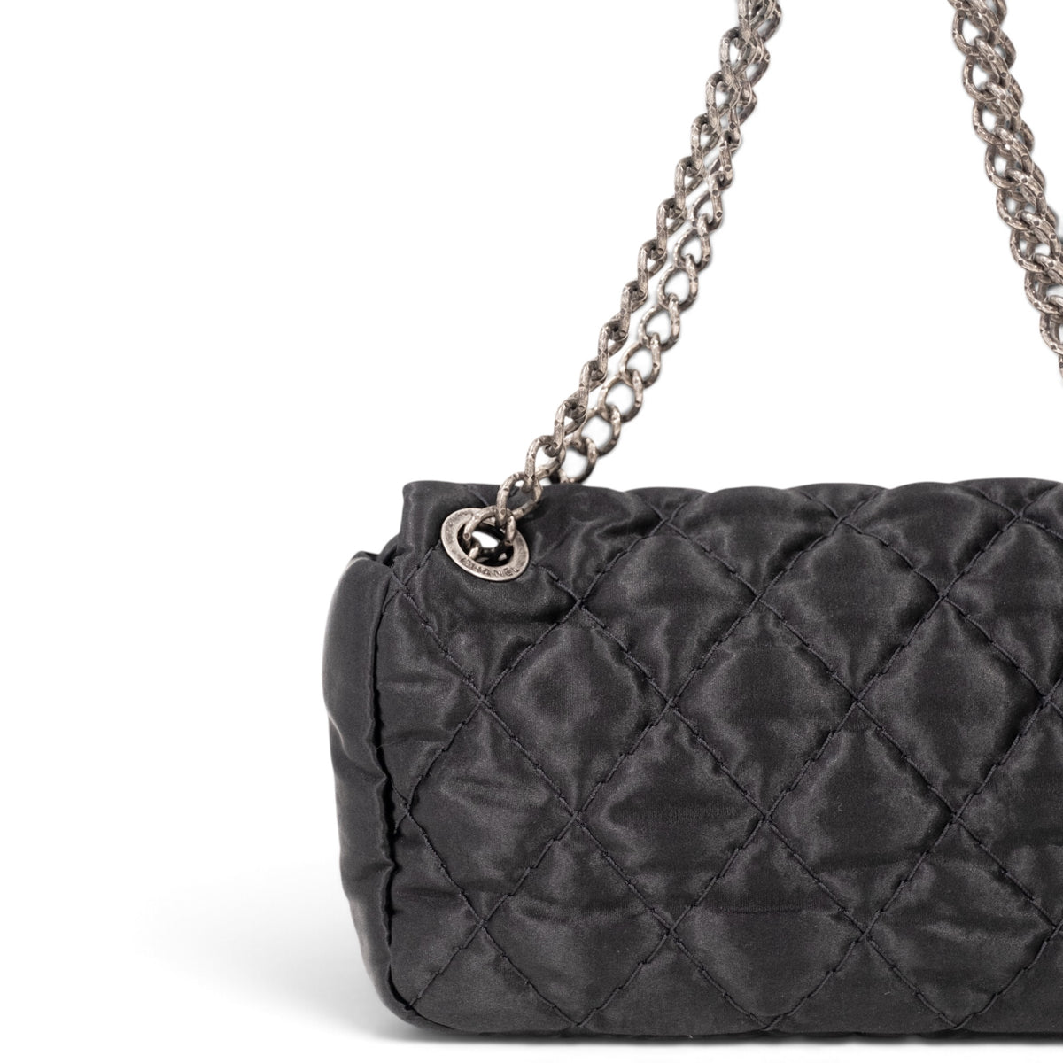 Chanel Black Quilted Satin Classic Flap Bag