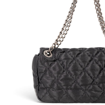 Chanel Black Quilted Satin Classic Flap Bag