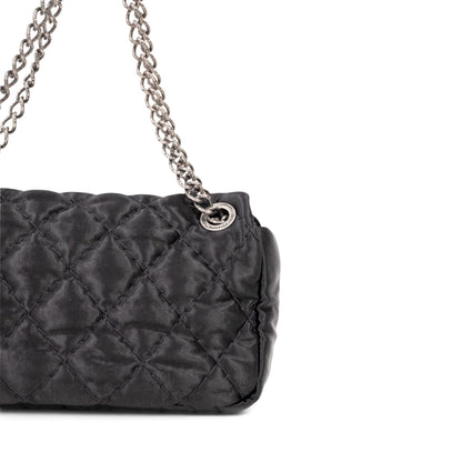 Chanel Black Quilted Satin Classic Flap Bag