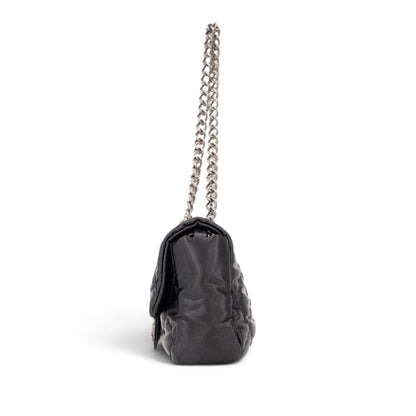 Chanel Black Quilted Satin Classic Flap Bag