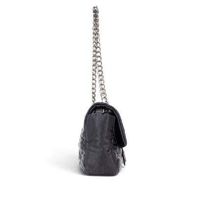 Chanel Black Quilted Satin Classic Flap Bag