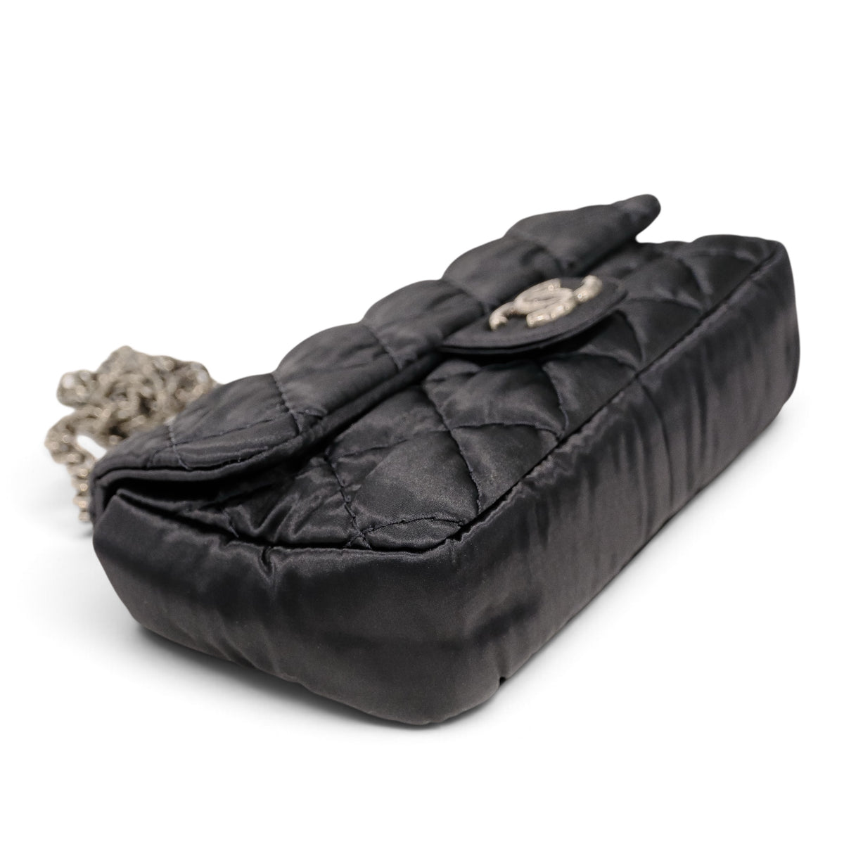 Chanel Black Quilted Satin Classic Flap Bag