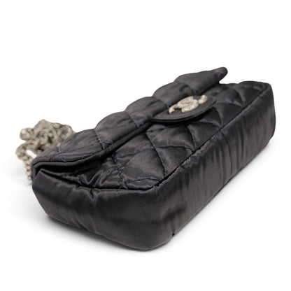 Chanel Black Quilted Satin Classic Flap Bag