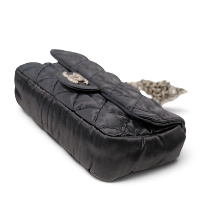 Chanel Black Quilted Satin Classic Flap Bag
