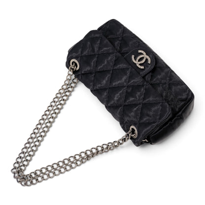 Chanel Black Quilted Satin Classic Flap Bag