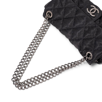 Chanel Black Quilted Satin Classic Flap Bag