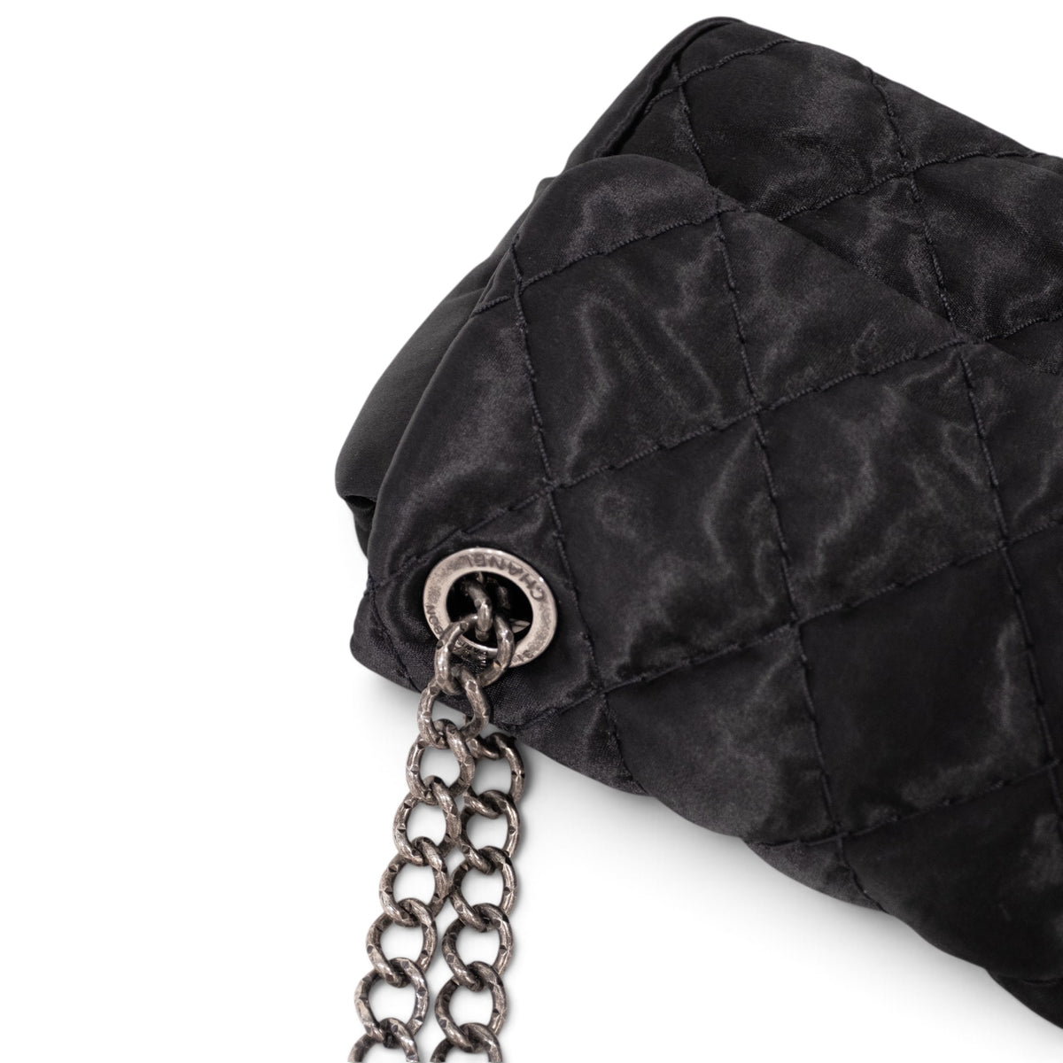Chanel Black Quilted Satin Classic Flap Bag