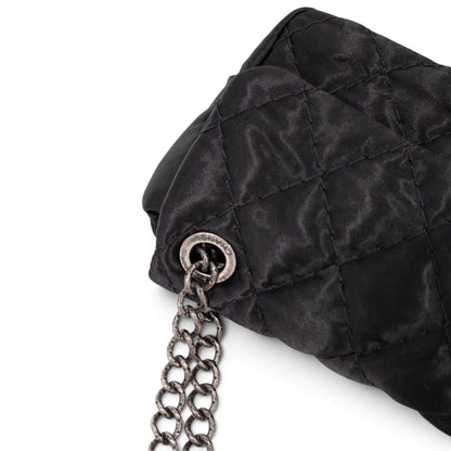 Chanel Black Quilted Satin Classic Flap Bag