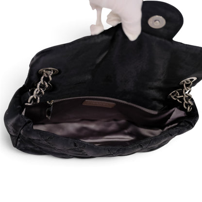 Chanel Black Quilted Satin Classic Flap Bag