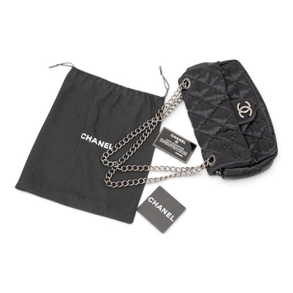 Chanel Black Quilted Satin Classic Flap Bag