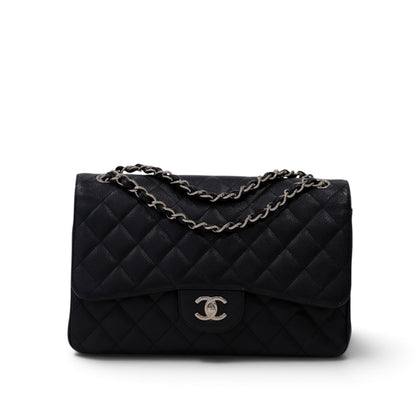 Chanel Classic Jumbo Caviar Silver Hardware Double Flap Bag