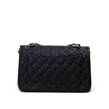 Chanel Classic Jumbo Caviar Silver Hardware Double Flap Bag