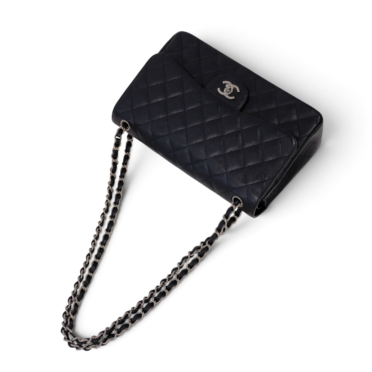 Chanel Classic Jumbo Caviar Silver Hardware Double Flap Bag