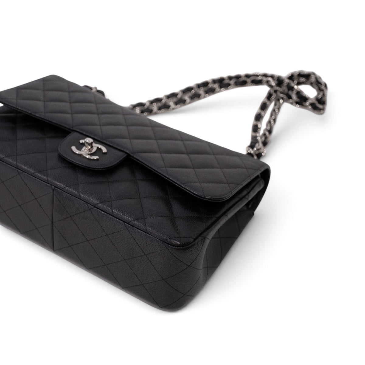 Chanel Classic Jumbo Caviar Silver Hardware Double Flap Bag