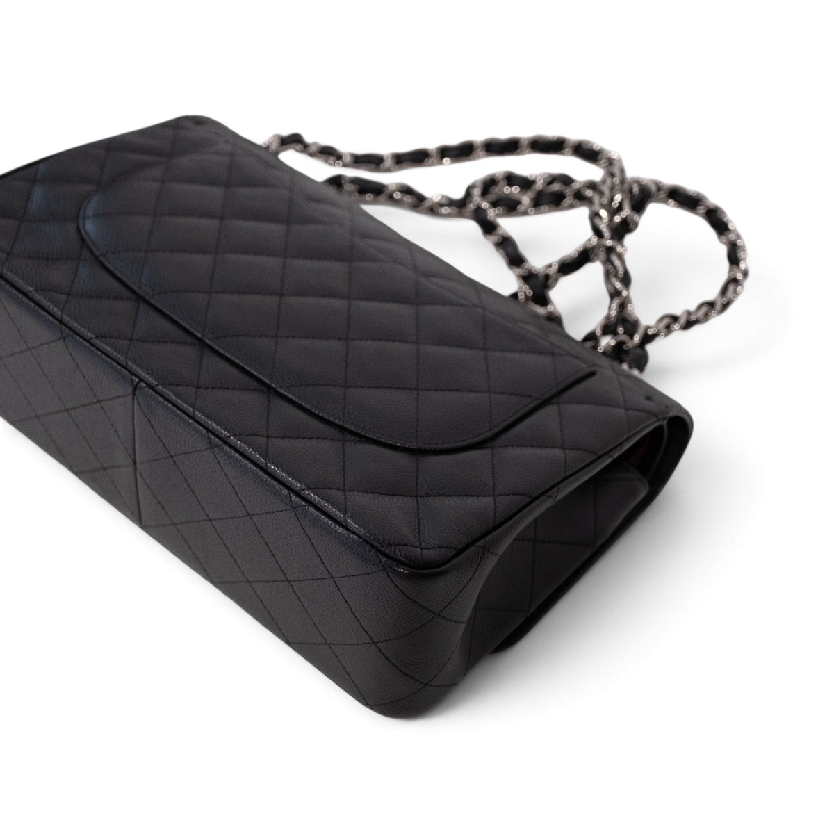 Chanel Classic Jumbo Caviar Silver Hardware Double Flap Bag