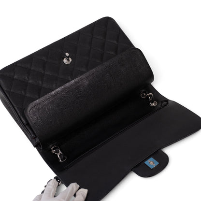 Chanel Classic Jumbo Caviar Silver Hardware Double Flap Bag