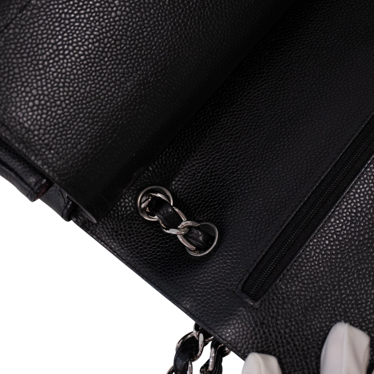 Chanel Classic Jumbo Caviar Silver Hardware Double Flap Bag